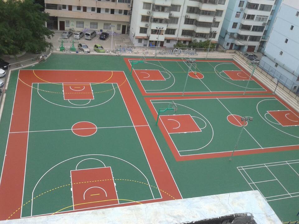 广西篮球场建设,塑胶篮球场,硅PU篮球场